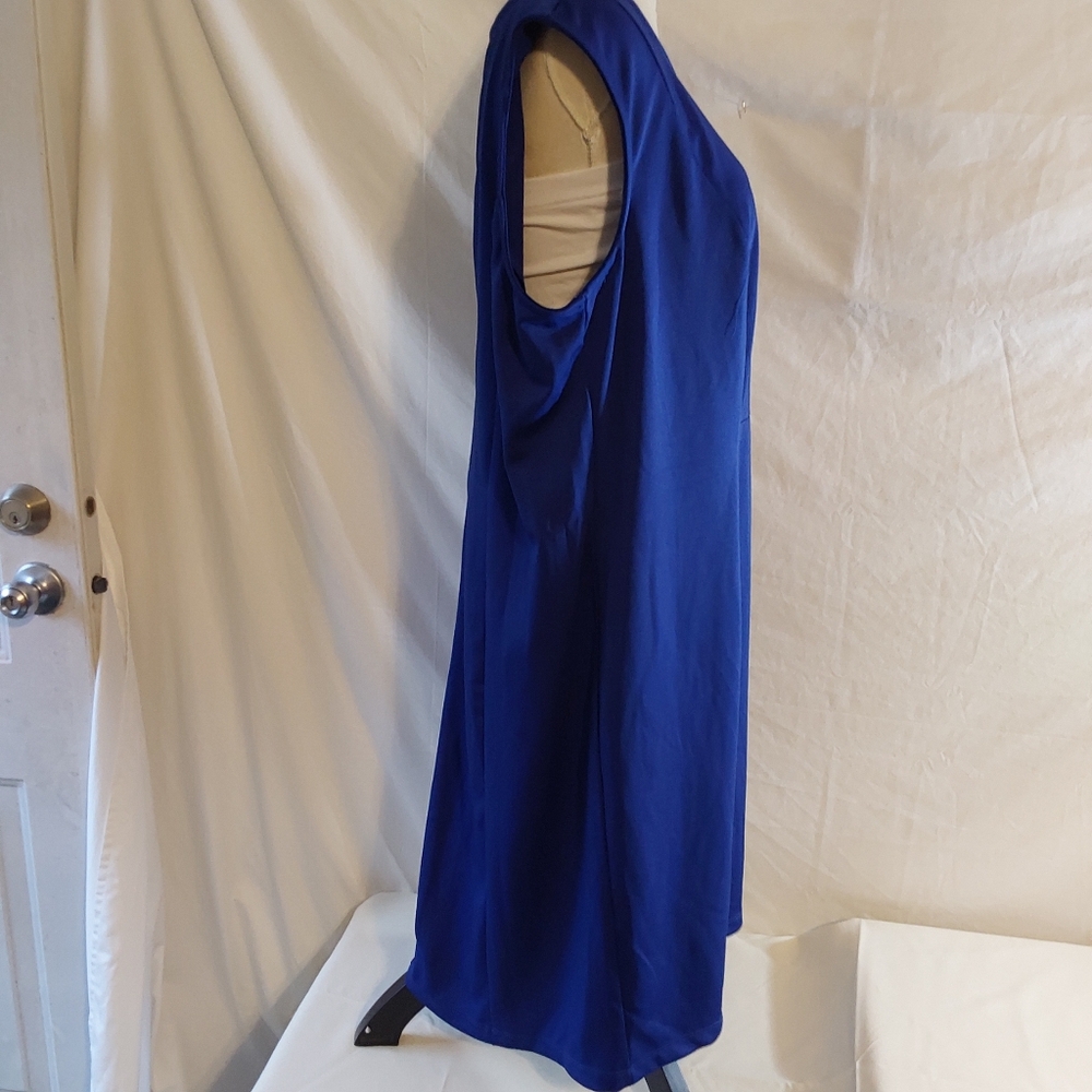 Ashley Stewart's Women  Cap Sleeve Blue Sheath Dress Stretch Size 22/24 - Picture 4 of 7
